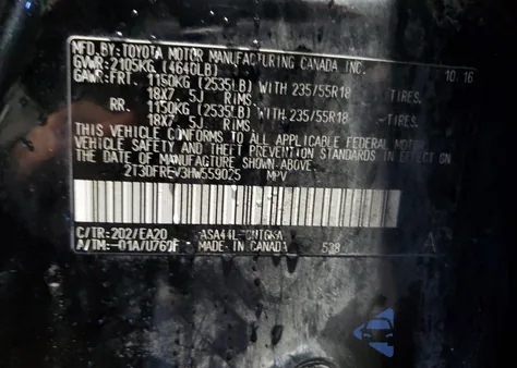 2017 Toyota Rav4 Limited from USA, damaged, VIN 2T3DFREV3HW559025